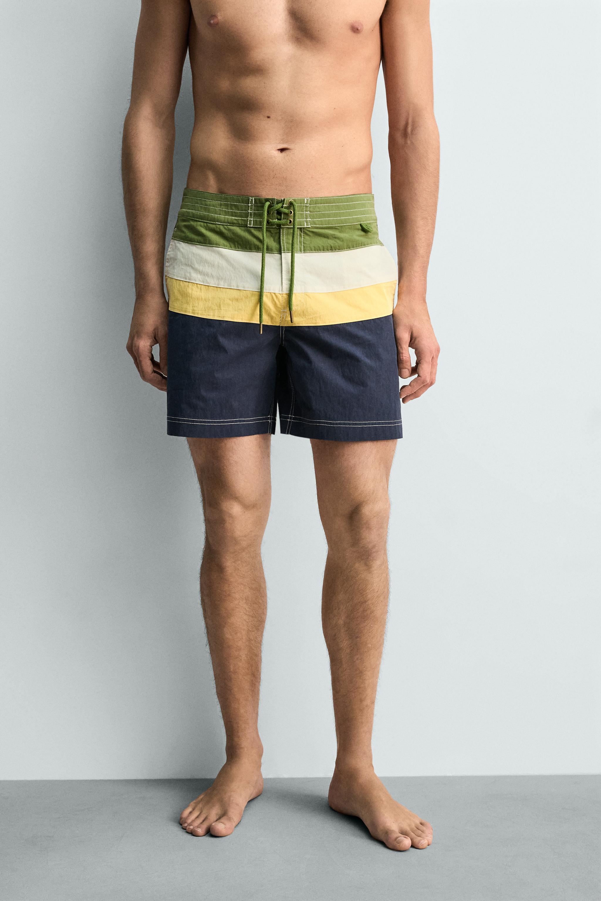 MAILLOT DE BAIN LONG À BANDES